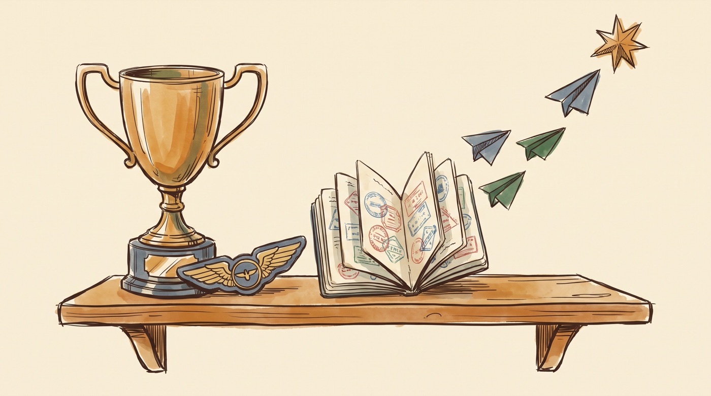 Badges, points and lounge status earned in AviationGuesser